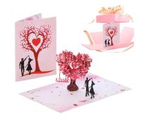Carte Saint Valentin Pop-up, 19.5x14 Cm Carte De Vœux Romantique En 3d Danse Sous L'arbre Du Cœur, Pop-up Love Couple Cards With Heart Tree Design, Cartes Amour Avec Enveloppe Et Cartes Message