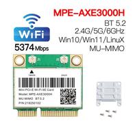Carte sans fil Tri Band 5374Mbps WiFi 6E AX210 Mpe-AXE3000H/AC7265 BT 5.3 pour Mini adaptateur Wi-Fi PCIE Win10 pour ordinateur de bureau/ordinateur portable - Type AXE3000H WiFi 6e