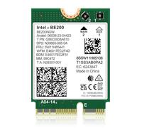 Carte sans Fil WiFi 7 Intel BE200 NGW, Bluetooth 5.4, 5800Mbps M.2/NGFF Support Windows 10/11 (64bit), Linux, Ne supporte Pas AMD. Idéal pour Les routeurs WiFi7/WiFi6E/WiFi6/WiFi5 et Les AP sans Fil.