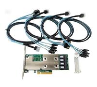 Carte SAS HBA Compatible LSI 9305-16i IT Mode PCIe SATA, Carte d’Extension 16 Ports 12Gbps PCIe 3.0 x8, contrôleur HBA avec 4× SFF-8643 vers 4× câbles SATA, pour NAS ZFS TrueNAS unRAID