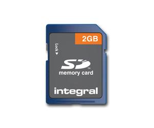 Carte SD Integral 2 Go FAT16 - INSD2GV2NDB - 24x32x2.1mm - Tension 2.7-3.6V - Compatible appareils photo numériques, MP3, GPS