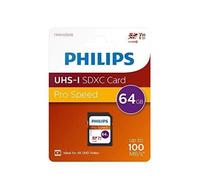 Carte SD - PHILIPS - 64 Go - Classe 10 - UHS-I U3 - Compatible 4K