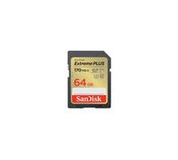 SanDisk Carte SDXC Extreme PLUS 64 GB UHS‑Class 3 – Résistante aux chocs, étanche