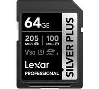 Lexar Carte SDXC Professional Silver Plus UHS-I 64 Go V30 R205/W100