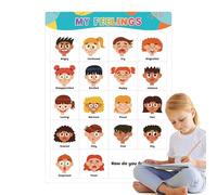 Carte Sentiments pour Dessin Animé Sentiment Affiche | Poster en cuir tactile de dessin animé pour enfants en bas âge école et coin calme