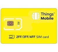 Carte SIM 2FF / 3FF / 4FF -Things Mobile - avec Couverture Mondiale et réseau Multi-opérateur GSM/2G/3G/4G LTE, sans coûts Fixes, sans échéance, avec des tarifs compétitifs. 10 € de crédit Inclus