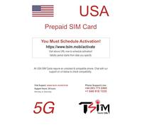 Carte SIM américaine prépayée. Appels entrants et sortants illimités/SMS | Autorisation de données 5G Ultra Haute Vitesse. Hotspot/Tethering/Partage Internet autorisé. (illimité+CallHome x 1 Mois)