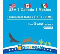 Carte SIM AT&T USA Canada Mexique | Données/appels/SMS Haute Vitesse illimités | Carte SIM ATT USA, États-Unis, CA, Canada, Mexique | Compatible Uniquement avec iPhone (28 Jours)