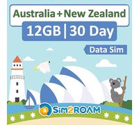 Carte SIM Australie Nouvelle-Zélande 30 jours l 12 Go de données Internet haut débit jusqu'à 5G | Aucune activation ou authentification d'identité nécessaire | Plug & Play facile