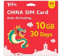 Carte SIM Chine 30 Jours | 10 Go de données Haut débit |Activation Automatique|Partage de Point d’accès autorisé |Prend en Charge Google, Facebook, Whatsapp et Plus Encore.Carte SIM données Seulement