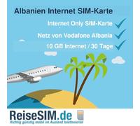 Carte SIM de voyage Albanie Internet 3 à 20 Go, volume de données 30 jours, réseau 4G/5G, Nano-SIM ou eSIM (10 Go/30 jours, carte SIM 3 en 1)