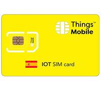 Carte SIM IOT Espagne -Things Mobile - Couverture Mondiale, réseau Multi-opérateur GSM/2G/3G/4G LTE, sans coûts Fixes, sans échéance avec des tarifs compétitifs. 10 € de crédit Inclus