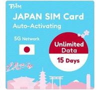 Carte SIM japonaise - 15 jours de volume de données illimité | Activation automatique | Réseau 5G avec Tethering/Hotspot/fusion Internet | Données uniquement (pas de service vocal)