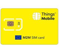 Carte SIM M2M Europe -Things Mobile - avec Couverture Mondiale et réseau Multi-opérateur GSM/2G/3G/4G LTE, sans coûts Fixes, sans échéance, avec des tarifs compétitifs et avec 10 € de crédit Inclus