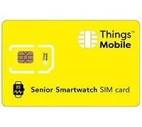 Carte SIM pour SMARTWATCH / MONTRE INTELLIGENTE DE SENIOR - Things Mobile - avec couverture mondiale et réseau multi-opérateur GSM/2G/3G/4G, sans coûts fixes. 16€ de crédit inclus