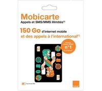 Carte SIM prépayée - Orange - 150 Go internet - Appels illimités - SMS/MMS illimités - Sans engagement
