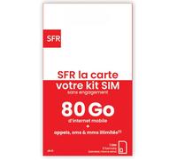 Carte SIM - SFR - Prépayée Illimité - 80 Go Internet - Appels/SMS/MMS Illimités - Sans Engagement