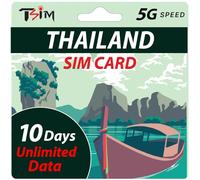 Carte SIM Thaïlande 10 Données Jours Illimité | Données Haut débit | Activation Auto | Partage de Connexion | Compatible Google, Instagram, Whatsapp | Données Uniquement