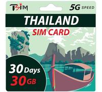 Carte SIM Thaïlande 30 Jours 30 Go | Données Haut débit | Activation Automatique | Partage de Connexion autorisé | Compatible avec Google, Instagram, Whatsapp et Plus Encore | Données Uniquement