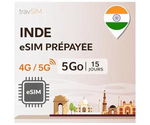 Carte SIM travSIM Inde | 5 Go de données Mobiles avec Vitesses 4G/5G en Inde - Accès Complet à Google, Facebook, Whatsapp et Plus Encore | Carte SIM prépayée pour l’Inde avec Une validité de 15 Jours