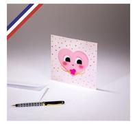 Carte simple All you need is love créée et imprimée en France sur papier certifié PEFC - Cœur Kawaï G