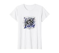 Carte Solaire Spatiale coordonnées de la Terre céleste Ra Dec T-Shirt Graphique avec Valeur, Femme, Blanc, M
