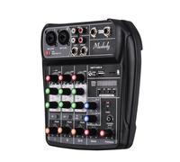 Carte son compacte Console de mixage Mélangeur audio numérique Entrée USB MP3 BT 4 canaux + Alimentation fantôme 48V, Blanc