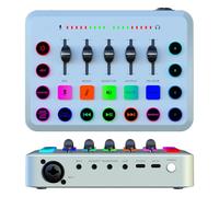 Carte son en direct, mixeur audio avec 4 effets de changement de son, mixeur DJ avec diffusion Bluetooth, table de mixage pour diffusion en direct/enregistrement/podcast/jeux (Blanc)