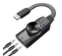 Carte son externe 7.1 - Son surround virtuel avec contrôle du volume | Carte son USB universelle sans pilote pour ordinateur portable et PC, interface audio compatible avec tous les systèmes