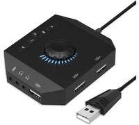 Carte Son Externe avec Prise Jack 3 5 mm pour Casque et contrôle du Volume USB Hub 3 Ports Hub USB avec Adaptateur Audio