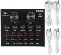 Carte Son Externe de Diffusion en Direct V8S,Effet sonore de Nuages ¿¿de Soutien,avec câble de Chargement USB,Dispositif de Changement de Voix,pour téléphone d'ordinateur,etc.