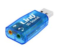 Carte Son Externe USB vers 2x Jack 3.5mm Audio Microphone Surround 5.1 LinQ Bleu