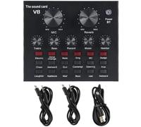 Carte Son Externe Professionnelle en Métal pour Diffusion en Direct | Mixeur Audio, Réglage Volume Micro et Réverbération, Noir, pour Streaming et Chat