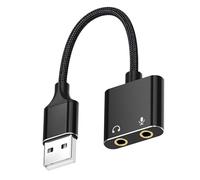 Carte son externe USB 2 en 1 pour écouteurs et microphone, cordon adaptateur son HiFi pour jeux et streaming