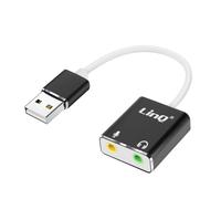 Carte Son Externe USB Adaptateur Double Jack 3.5mm Micro et Casque LinQ Blanc / Noir