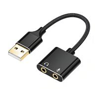 Carte Son Externe USB avec Adaptateur Audio 3,5 mm, Adaptateur Jack USB pour Casque, Microphone et Enceinte, AdaptateurUSB vers Jack Plug und Play Compatible PS5, PS4, PC, Laptop