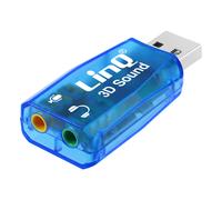 Carte Son Externe USB vers 2x Jack 3.5mm Audio Microphone Surround 5.1 LinQ Bleu