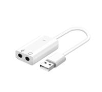 Carte Son Externe USB vers Jack 3.5mm Audio et Microphone Son de Qualité Blanc