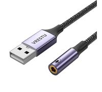 Carte Son Externe Usb Vers Jack Mâle-Femelle,Adaptateur Audio,Hifi,Aux Abrtor Pour Ps5,Ordinateur,Pc,Microphone,Casque,3.5mm - Type Gray-20cm