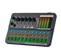 Carte son portable avec changeur de voix, lumière LED, Bluetooth 5.0, 5 modes scène, 12 sons électroniques, 16 effets d'ambiance pour ordinateur et téléphone en direct streaming