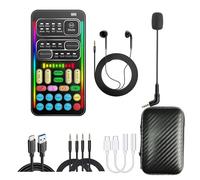 Carte son portable changeur de voix et carte d'effets sonores - 16 effets intégrés, modulation en temps réel, avec micro et casque de surveillance, compatible avec PS5/PS4/Xbox One/S/X/PC/ordinateur