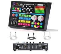 Carte son Pro double charge : Power Phone tout en streaming en direct ! XLR 48 V et 4 voix FX - Table de mixage Bluetooth pour YouTube/TikTok, pas de pilote Win/iOS/Android/Linux