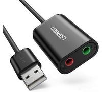 Carte Son USB Adaptateur Audio Externe son externe Jack 3,5 usb Plug Play Noir