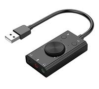 Carte Son USB Externe Microphone Stéréo Haut-parleur Casque 3,5 mm Prise audio Adaptateur de câble Commutateur Contrôle du volume Disque gratuit (D Voir tableau)