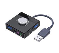 Carte Son USB, pour Le Streaming en Direct et Les blogueurs vidéo Courts Adaptateur Son USB Externe avec Port USB 3,5 mm et contrôle du Volume pour PC et Ordinateur Portable Plug