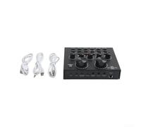 Carte son V8 en plastique noir compact mélangeur audio | Corps en plastique ABS durable, design léger, élégant pour une finition noire, facile à transporter n'importe où