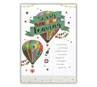Carte Sorry You're Leaving - Montgolfières et champagne - Bonne chance - Finitions spéciales et feuille illustrée - Fabriquée au Royaume-Uni