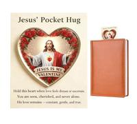 Carte souvenir Jésus Hug en acrylique, encouragement motivant, rappel de foi portable avec message, poche inspirante légère, design en acrylique transparent pour les croyants, l'église, le bureau, les