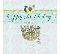 Carte Swarovski carrée CL0201 Panier d'anniversaire avec fleurs