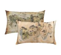 Carte Taies d'oreiller 60x80 Lot de 2, Housse Coussin Velours, Housse de Coussin Exterieur Impermeable pour Salon de Jardin, Taie Oreiller Brun Douce Respirante avec Fermeture Éclair Invisible S-428